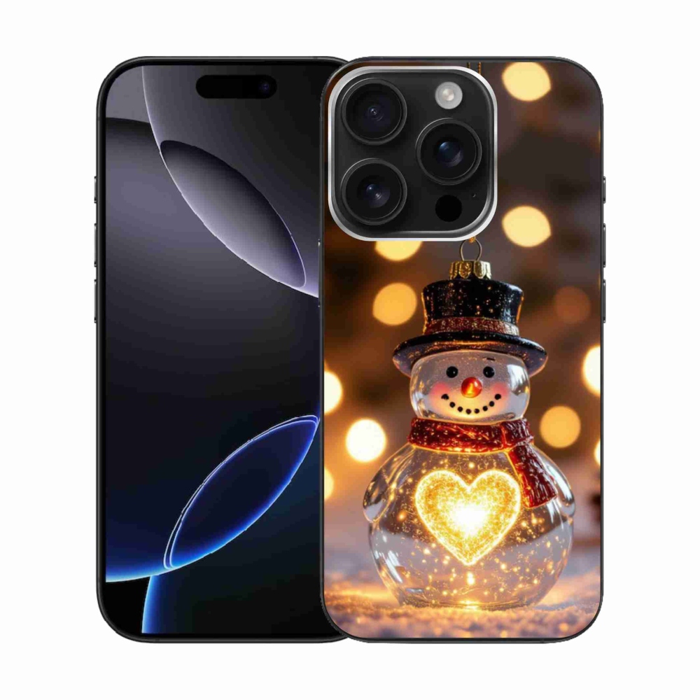 Gélový kryt mmCase na iPhone 16 Pro - svietiaci vianočný snehuliak