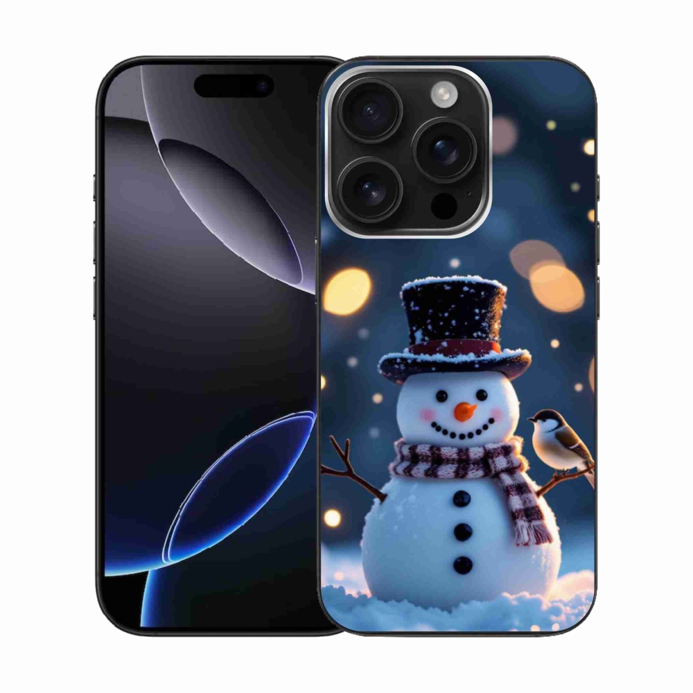 Gélový kryt mmCase na iPhone 16 Pro - vianočný snehuliak