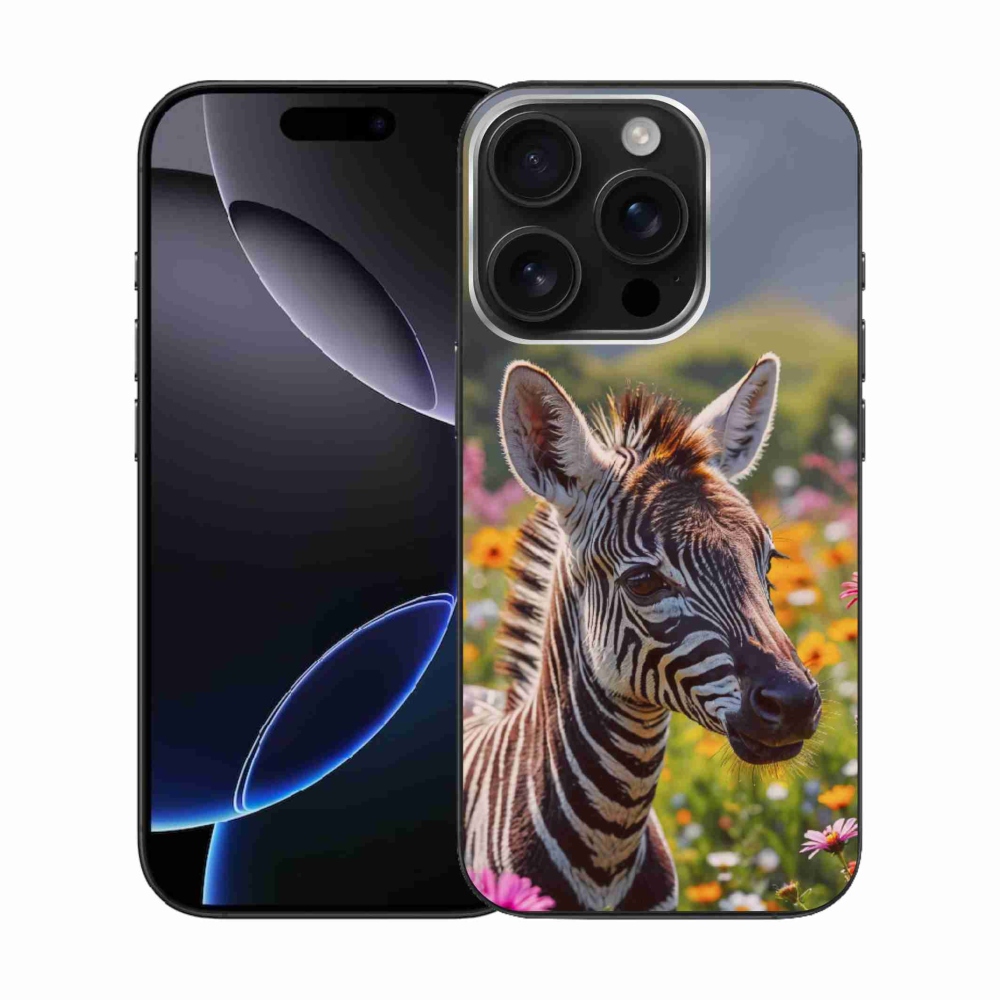Gélový kryt mmCase na iPhone 16 Pro - zebra na lúke