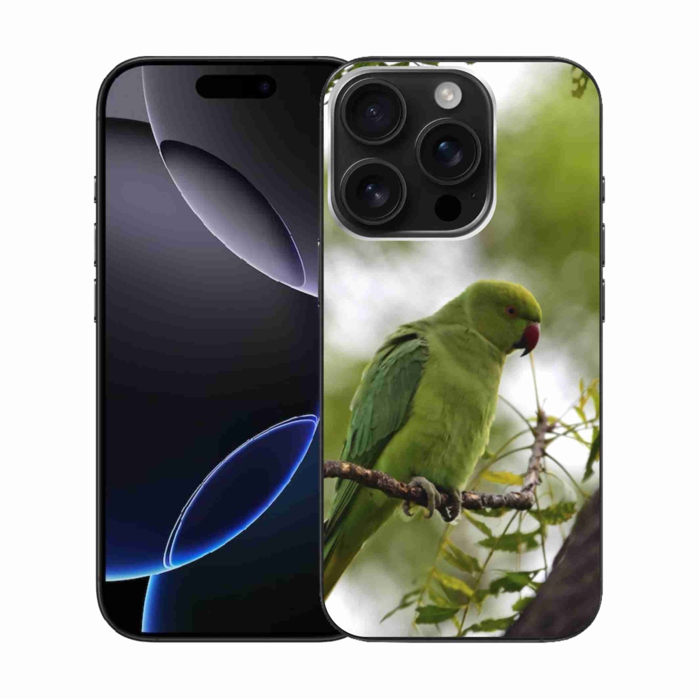 Gélový kryt mmCase na iPhone 16 Pro - zelený papagáj