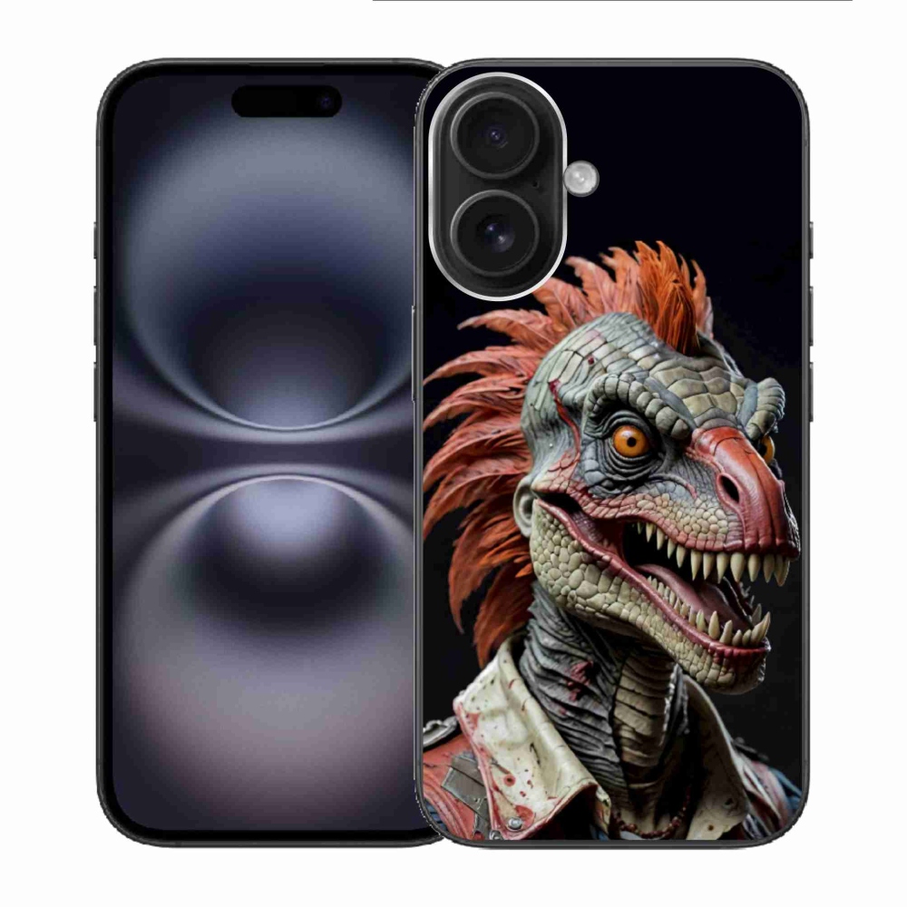 Gélový kryt mmCase na iPhone 16 - punk dinosaurus