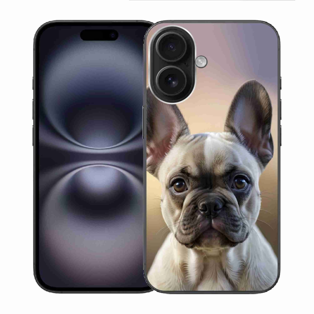 Gélový kryt mmCase na iPhone 16 - roztomilý francúzsky buldoček