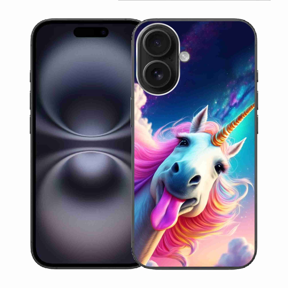 Gélový kryt mmCase na iPhone 16 - šialený jednorožec