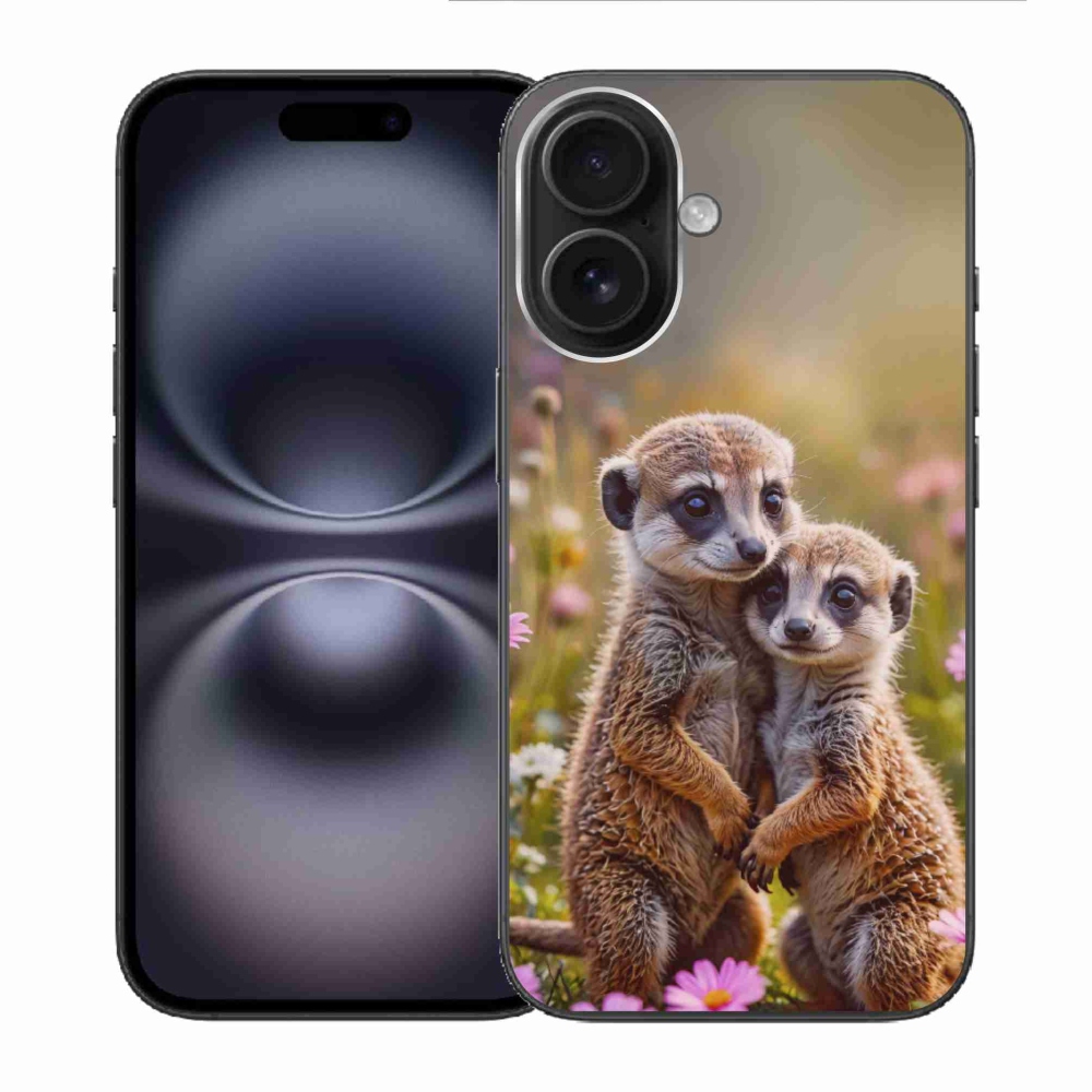 Gélový kryt mmCase na iPhone 16 - surikatí duo