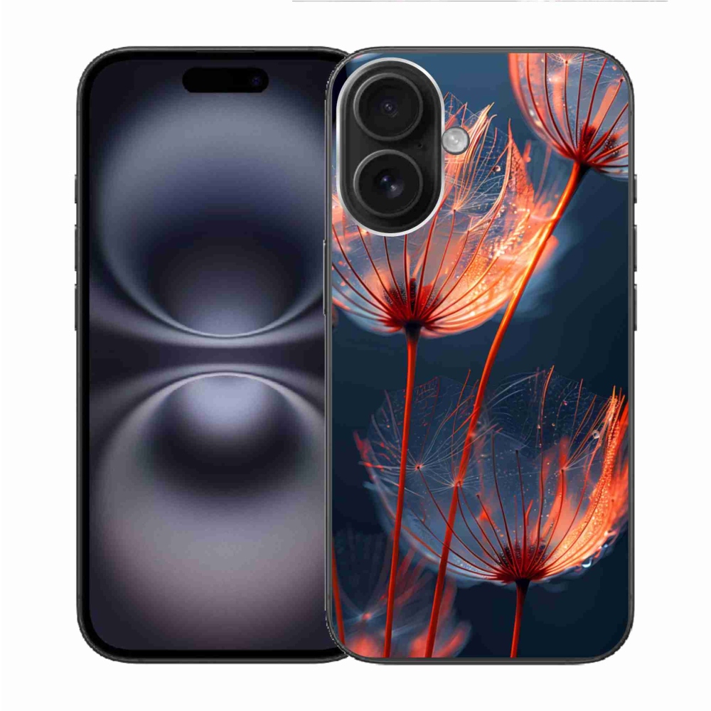 Gélový kryt mmCase na iPhone 16 - svetielkujúce páperie