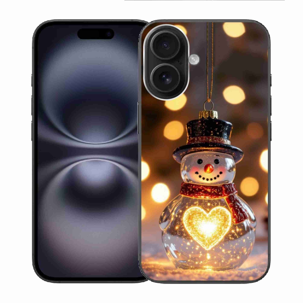 Gélový kryt mmCase na iPhone 16 - svietiaci vianočný snehuliak