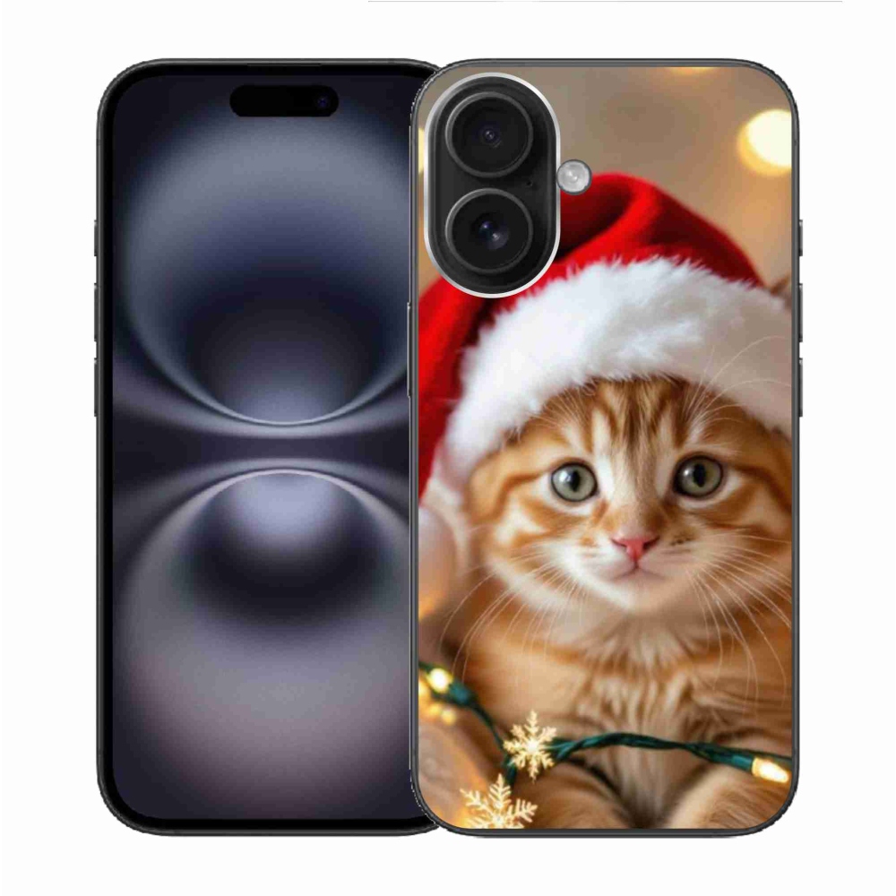 Gélový kryt mmCase na iPhone 16 - vianočné mačiatko