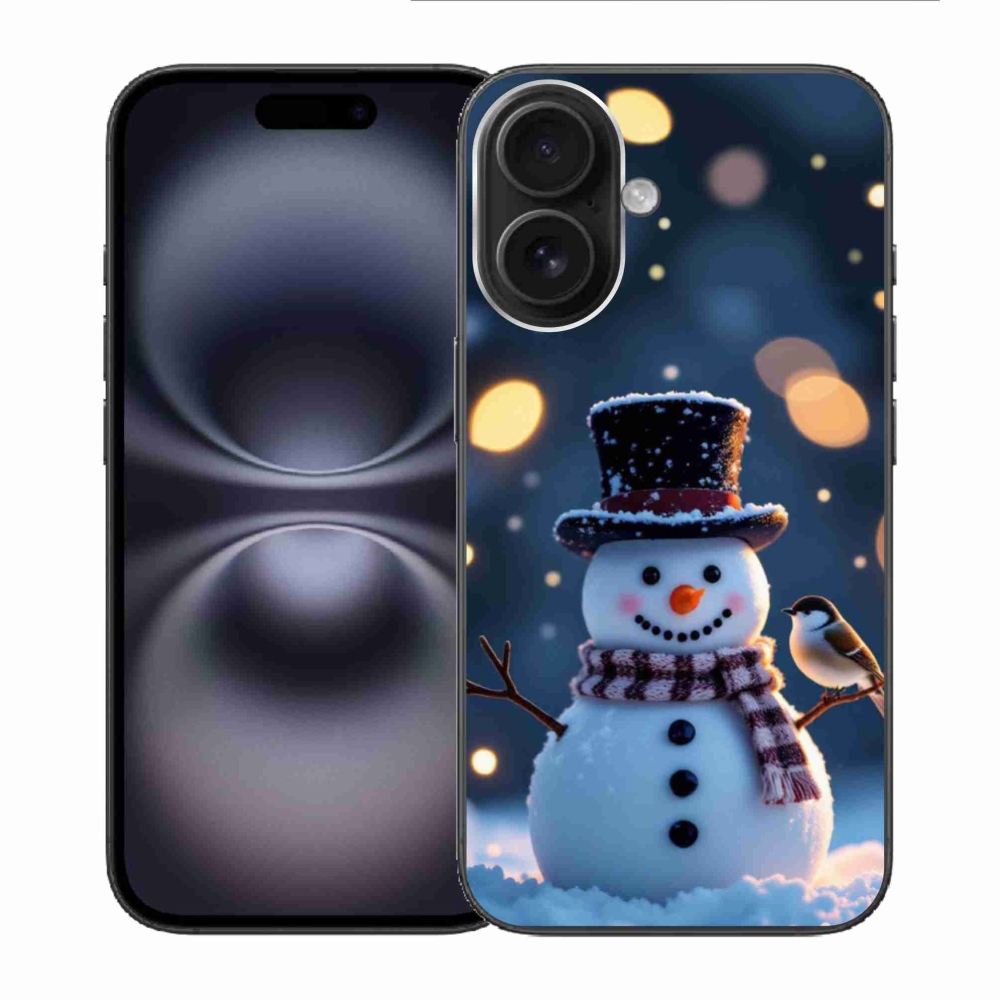 Gélový kryt mmCase na iPhone 16 - vianočný snehuliak
