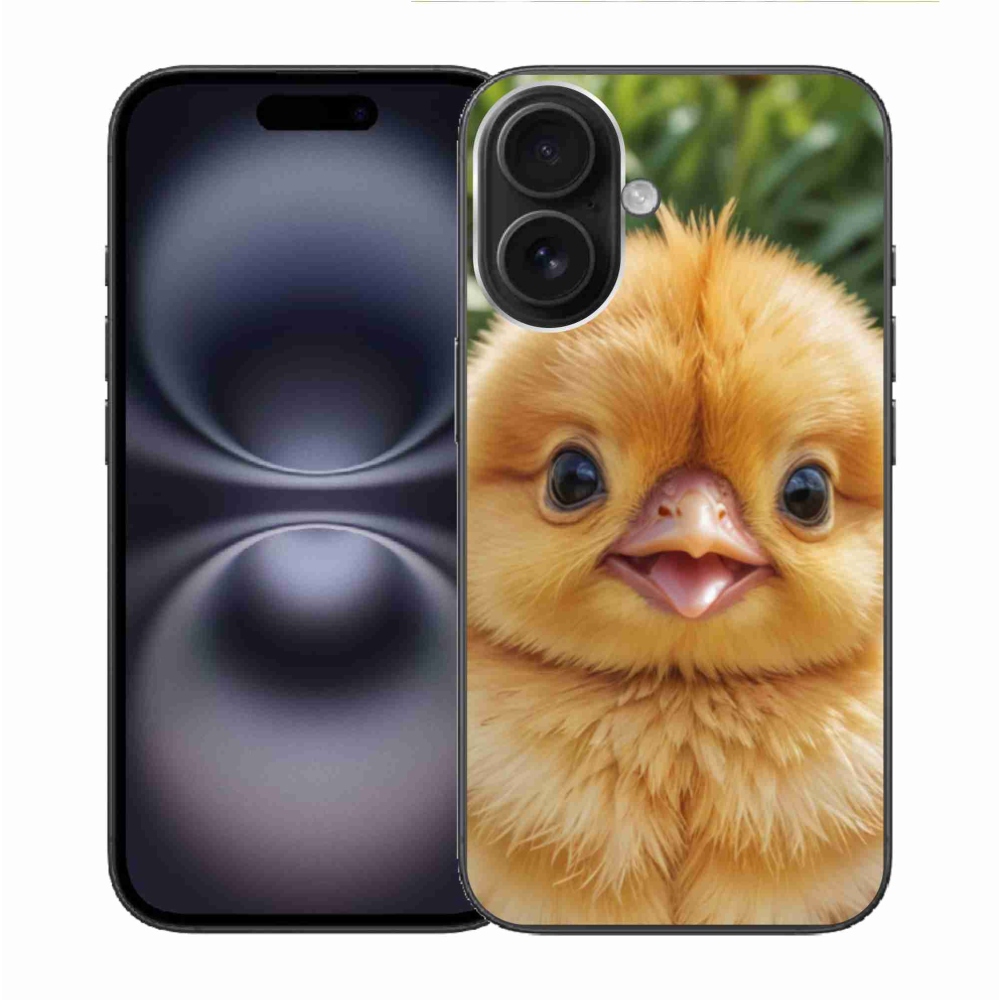 Gélový kryt mmCase na iPhone 16 - veselé kuriatko