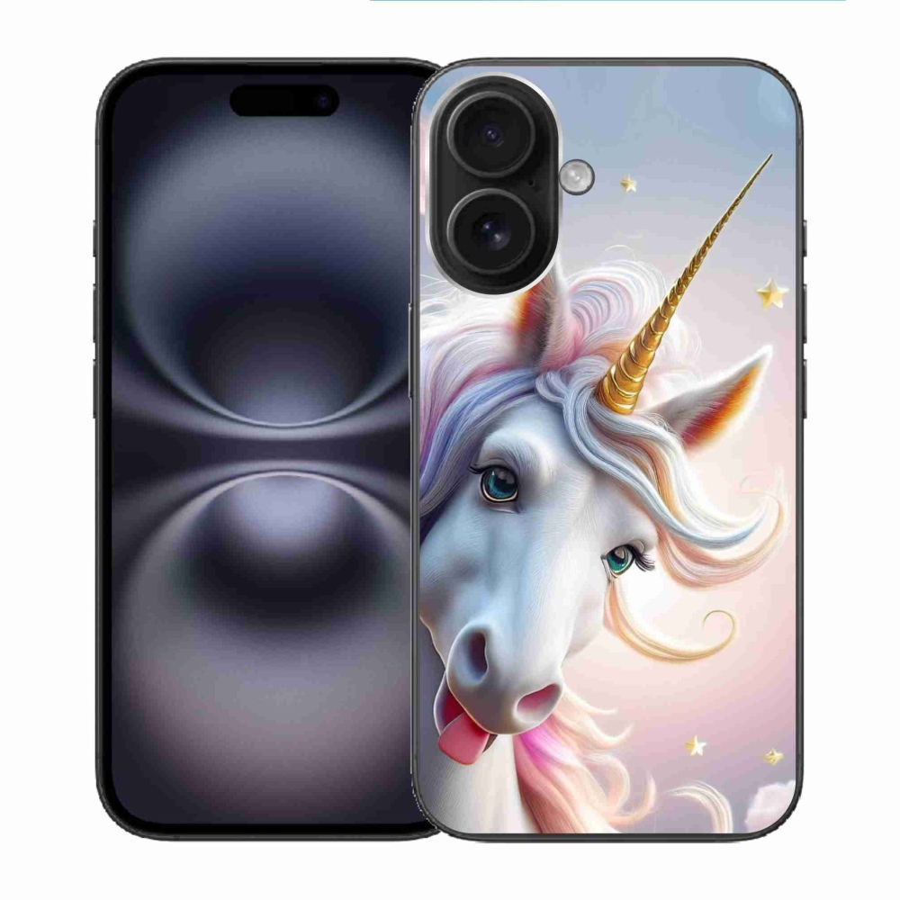 Gélový kryt mmCase na iPhone 16 - veselý jednorožec