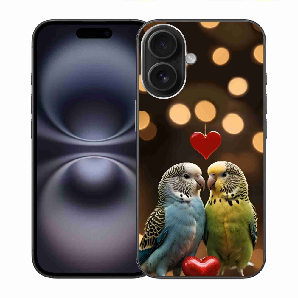 Gélový kryt mmCase na iPhone 16 - zamilovaní papagáje