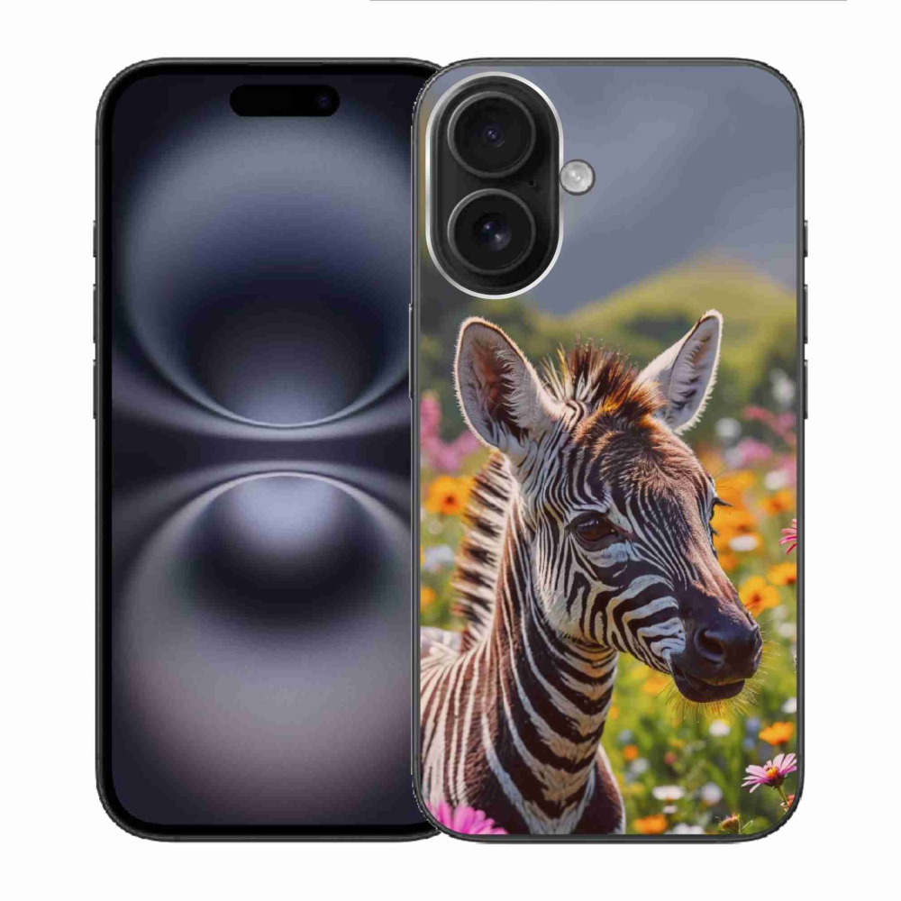 Gélový kryt mmCase na iPhone 16 - zebra na lúke