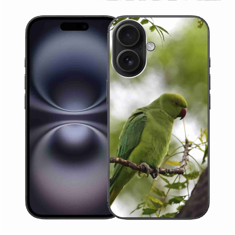Gélový kryt mmCase na iPhone 16 - zelený papagáj
