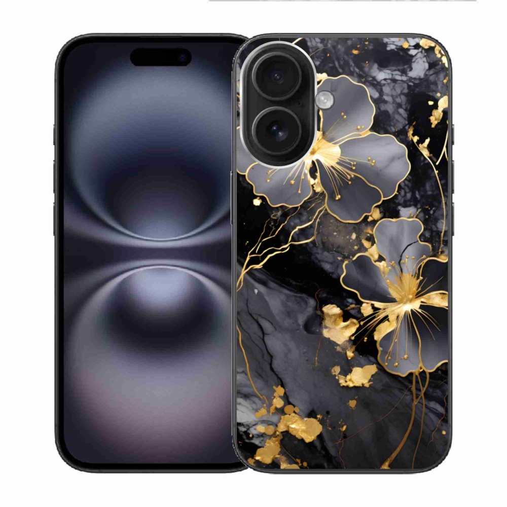 Gélový kryt mmCase na iPhone 16 - zlaté kvety
