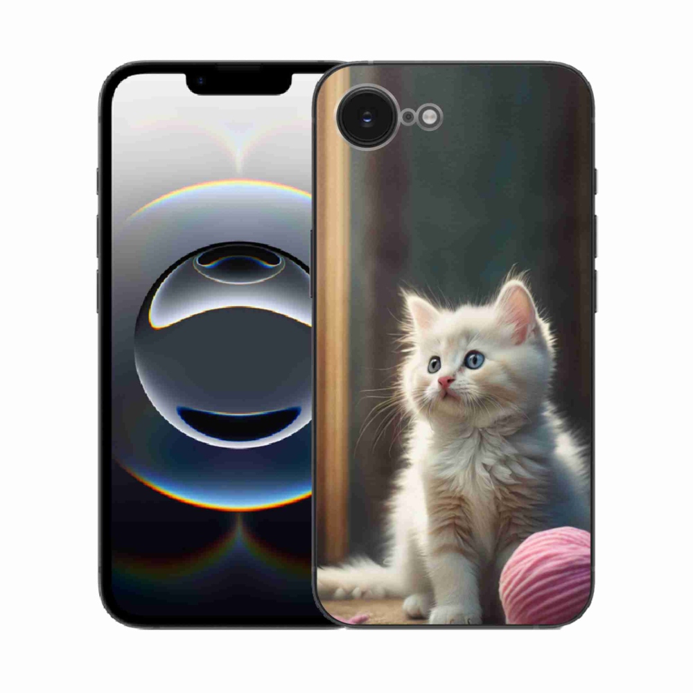 Gélový kryt mmCase na iPhone 16e - biele mačiatko 2