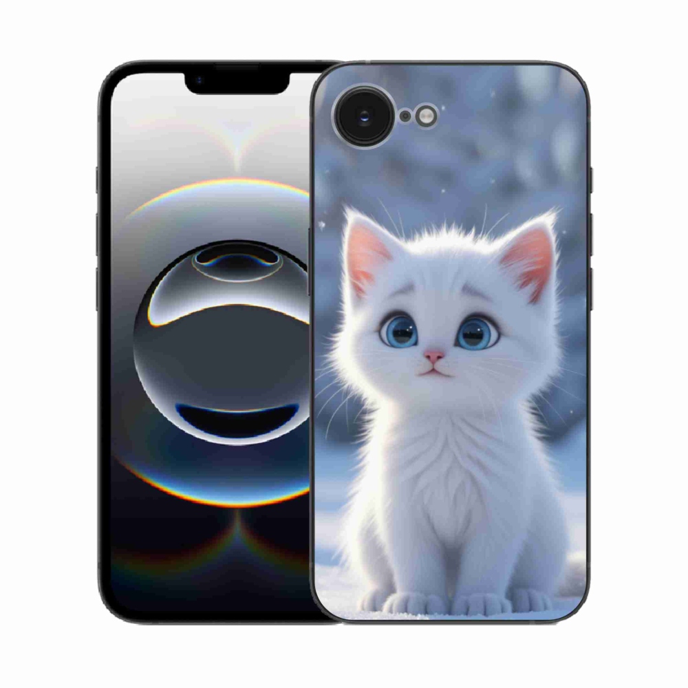 Gélový kryt mmCase na iPhone 16e - biele mačiatko 3