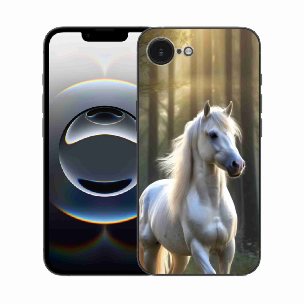 Gélový kryt mmCase na iPhone 16e - biely kôň 3