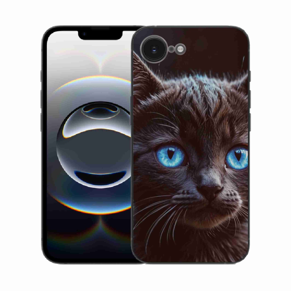 Gélový kryt mmCase na iPhone 16e - čierne mačiatko 2