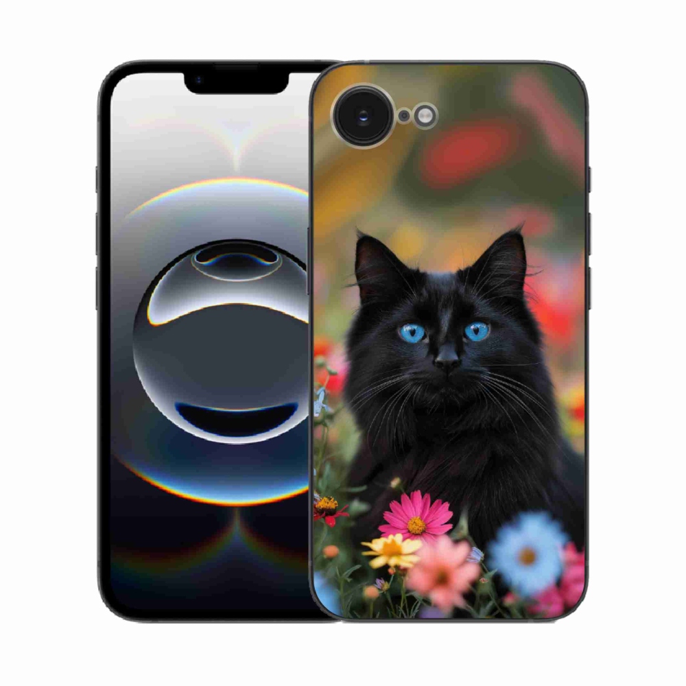 Gélový kryt mmCase na iPhone 16e - čierne mačiatko 4