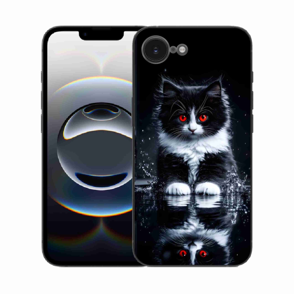 Gélový kryt mmCase na iPhone 16e - čiernobiele mačiatko