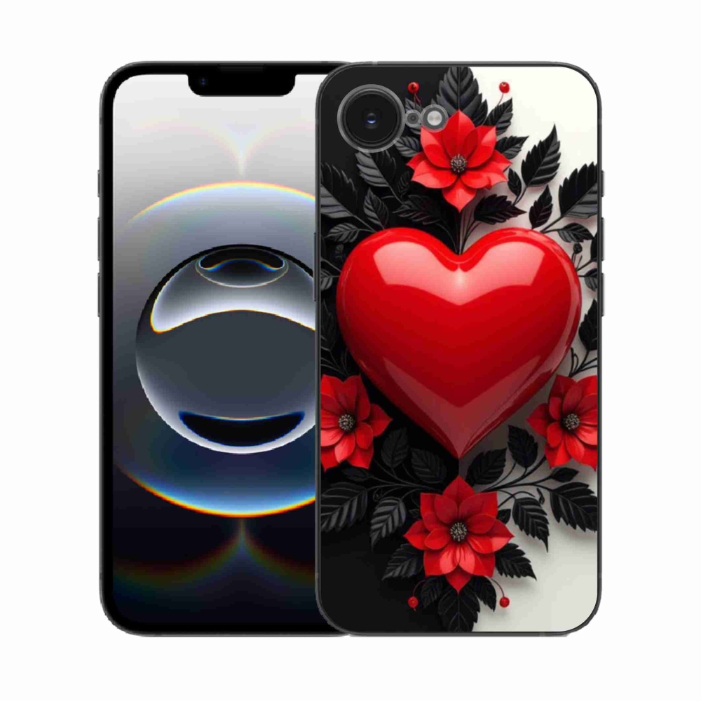 Gélový kryt mmCase na iPhone 16e - červené srdce
