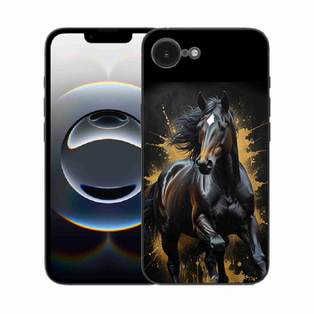 Gélový kryt mmCase na iPhone 16e - elegantný čierny žrebec
