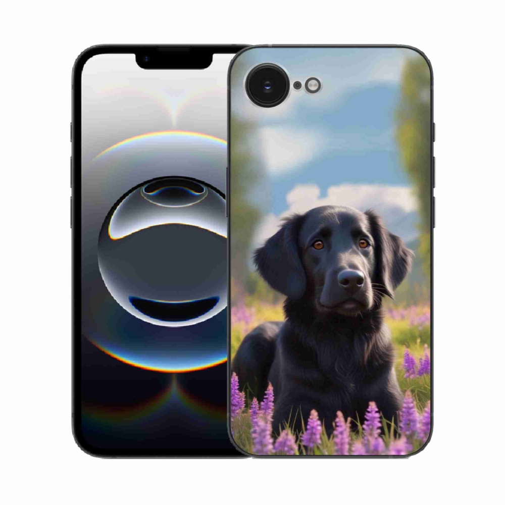 Gélový kryt mmCase na iPhone 16e - elegantný čierny retriever