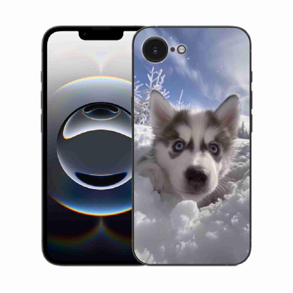 Gélový kryt mmCase na iPhone 16e - husky v snehu