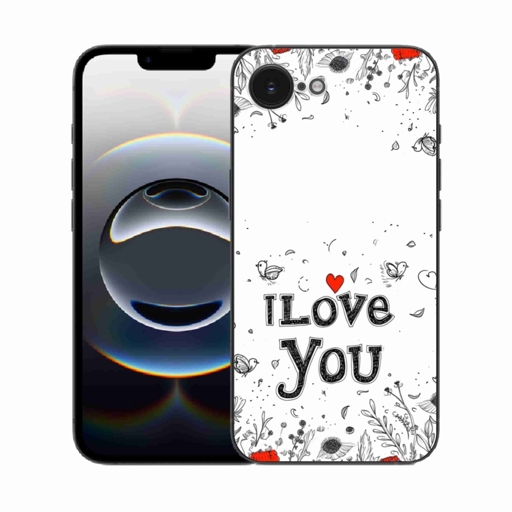 Gélový kryt mmCase na iPhone 16e - I love you biele pozadie