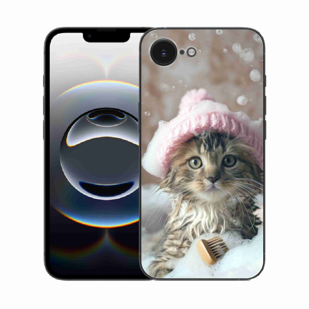 Gélový kryt mmCase na iPhone 16e - mačiatko a kúpeľ