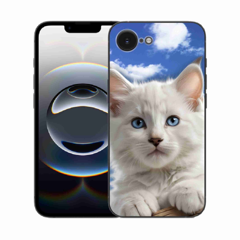 Gélový kryt mmCase na iPhone 16e - mačiatko a oblaky