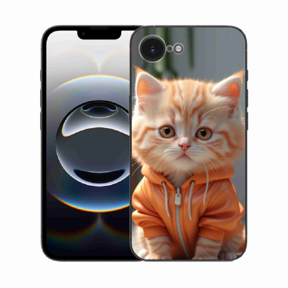 Gélový kryt mmCase na iPhone 16e - mačiatko v mikine