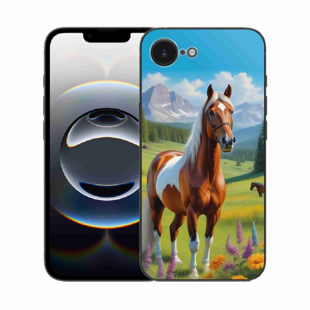 Gélový kryt mmCase na iPhone 16e - kôň na lúke