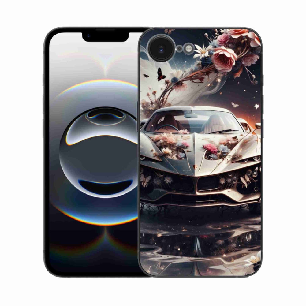 Gélový kryt mmCase na iPhone 16e - kvetinový športový automobil