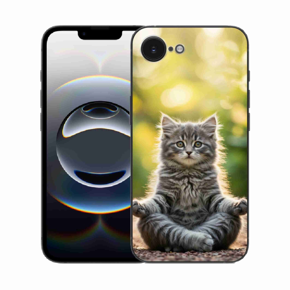 Gélový kryt mmCase na iPhone 16e - meditujúce mačiatko