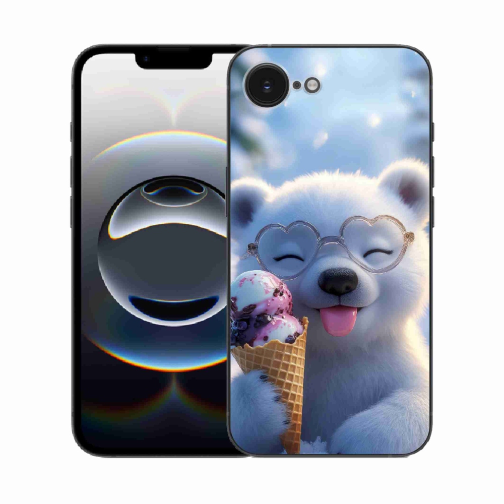 Gélový kryt mmCase na iPhone 16e - medvedík so zmrzlinou