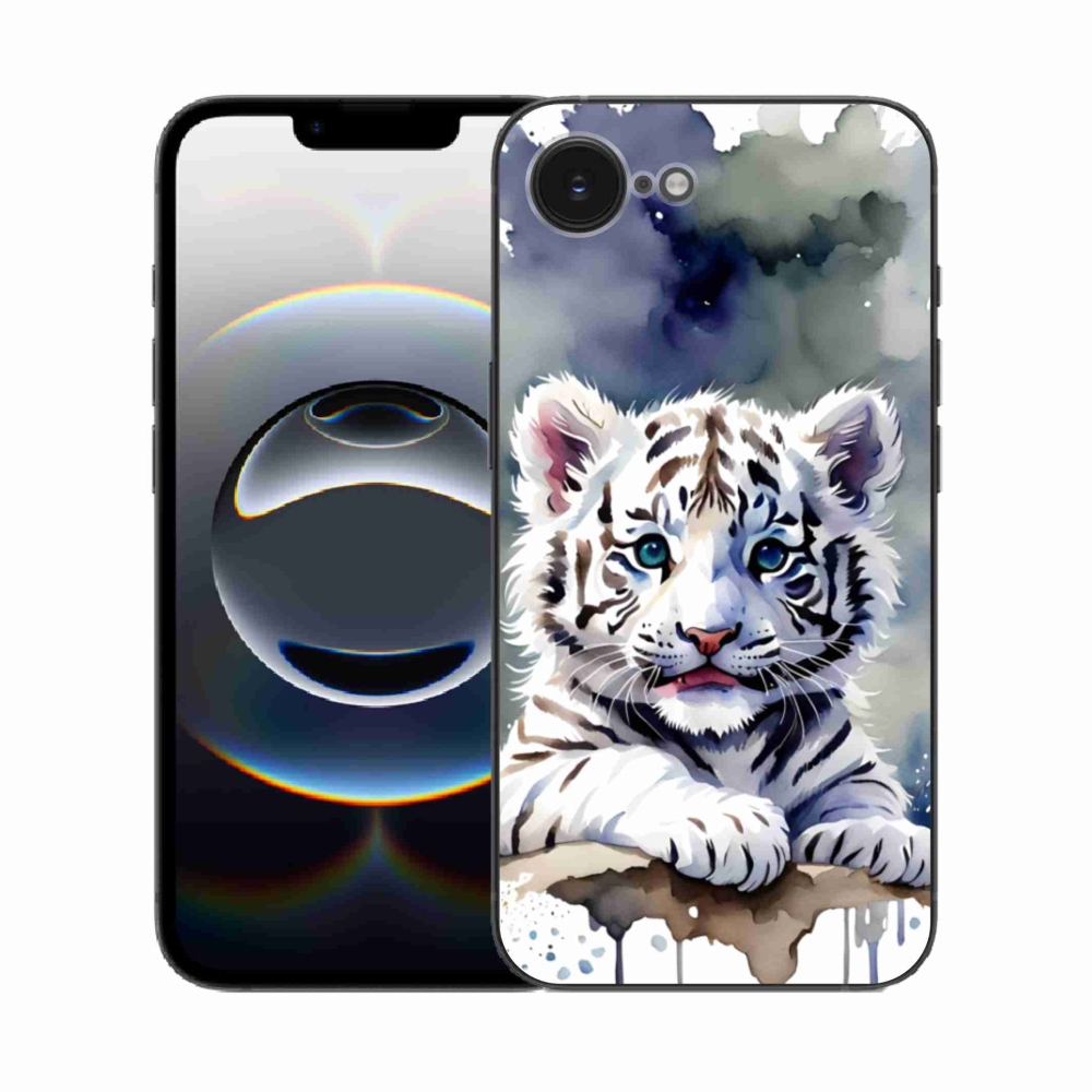 Gélový kryt mmCase na iPhone 16e - mláďa bieleho tigra