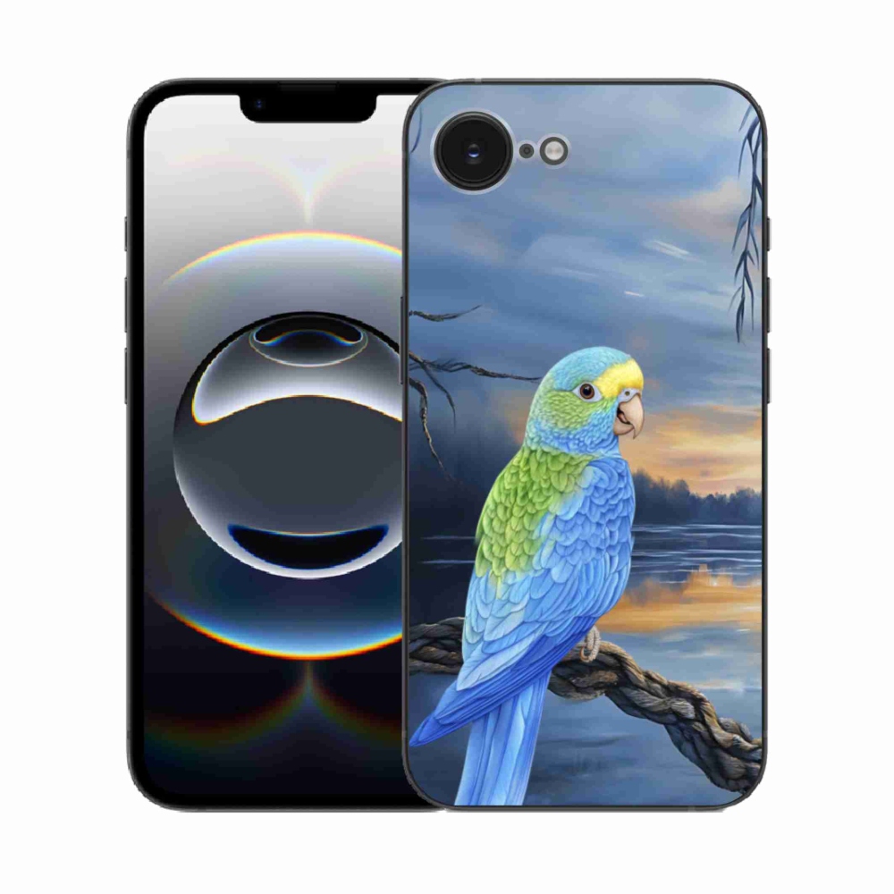 Gélový kryt mmCase na iPhone 16e - modrý papagáj