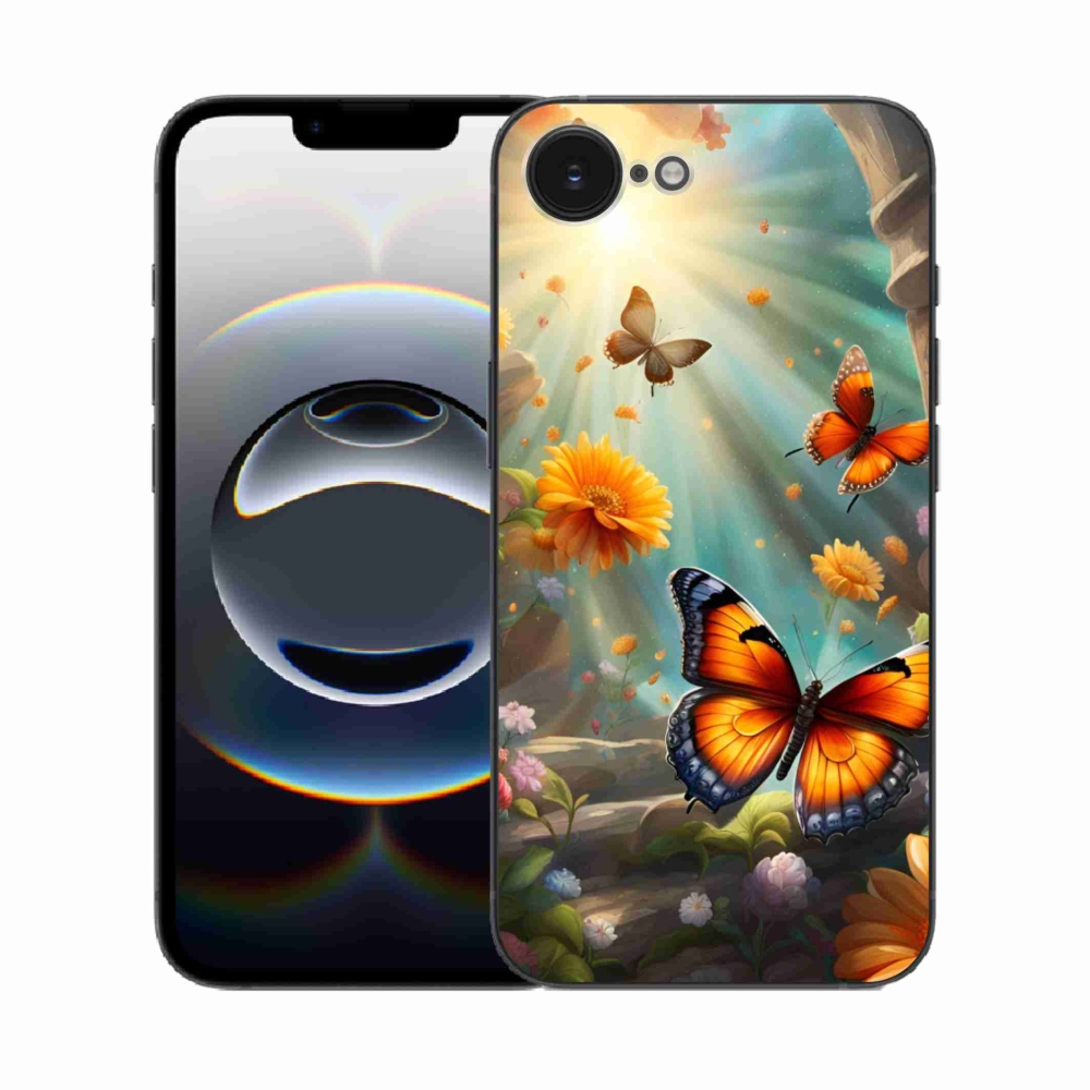 Gélový kryt mmCase na iPhone 16e - motýlia záhrada 2