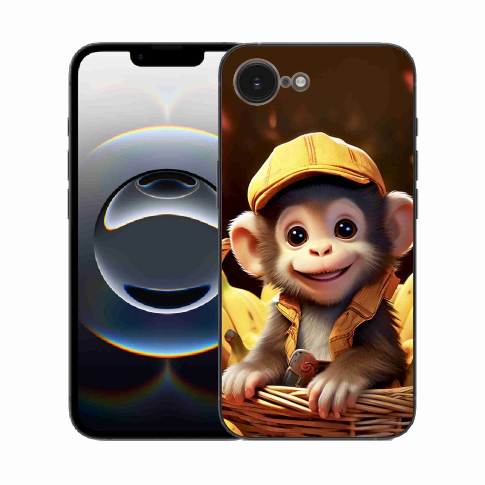 Gélový kryt mmCase na iPhone 16e - opice v košíku