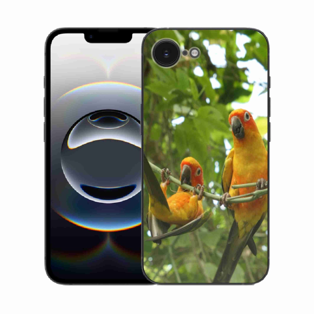 Gélový kryt mmCase na iPhone 16e - papagáje aratingy