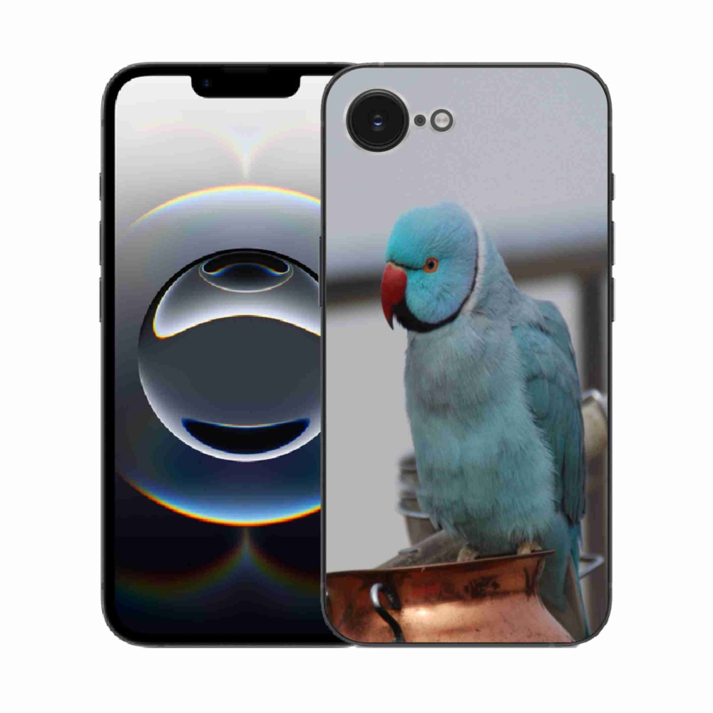 Gélový kryt mmCase na iPhone 16e - papagáj alexander modrý