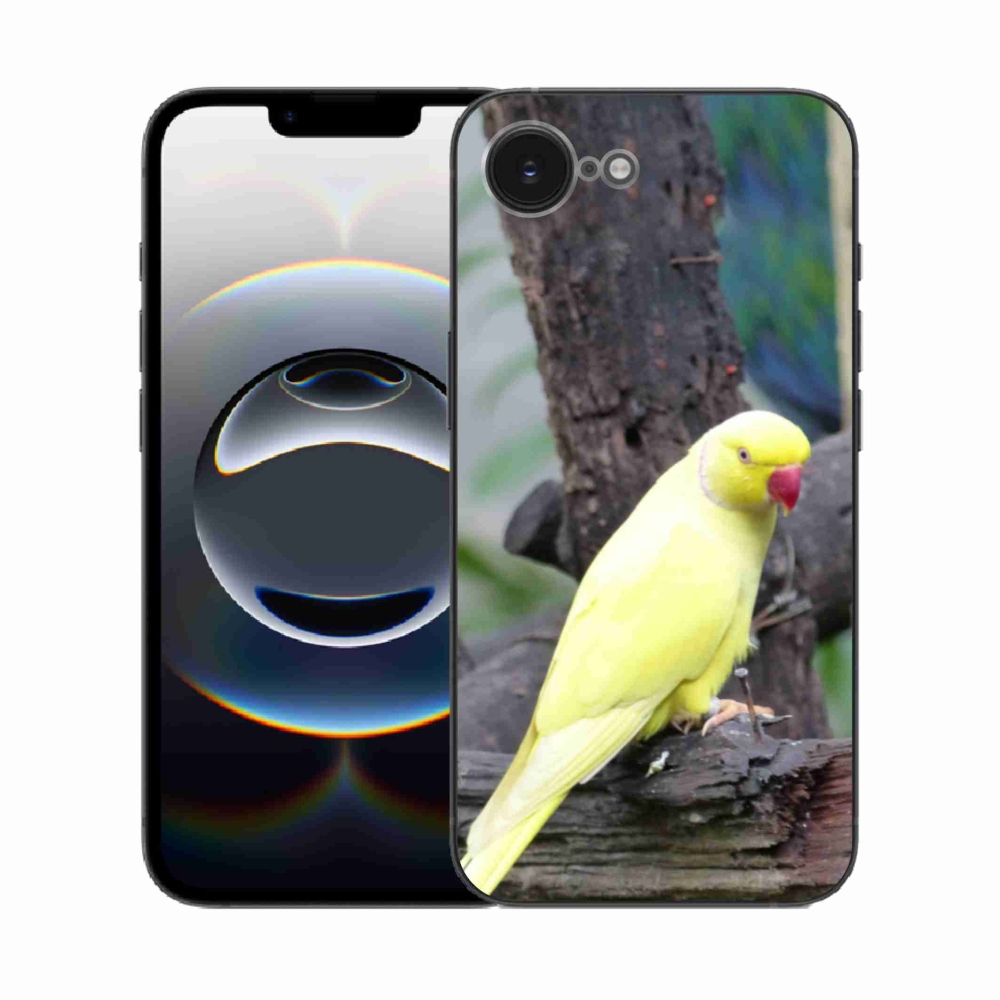 Gélový kryt mmCase na iPhone 16e - papagáj alexander žltý
