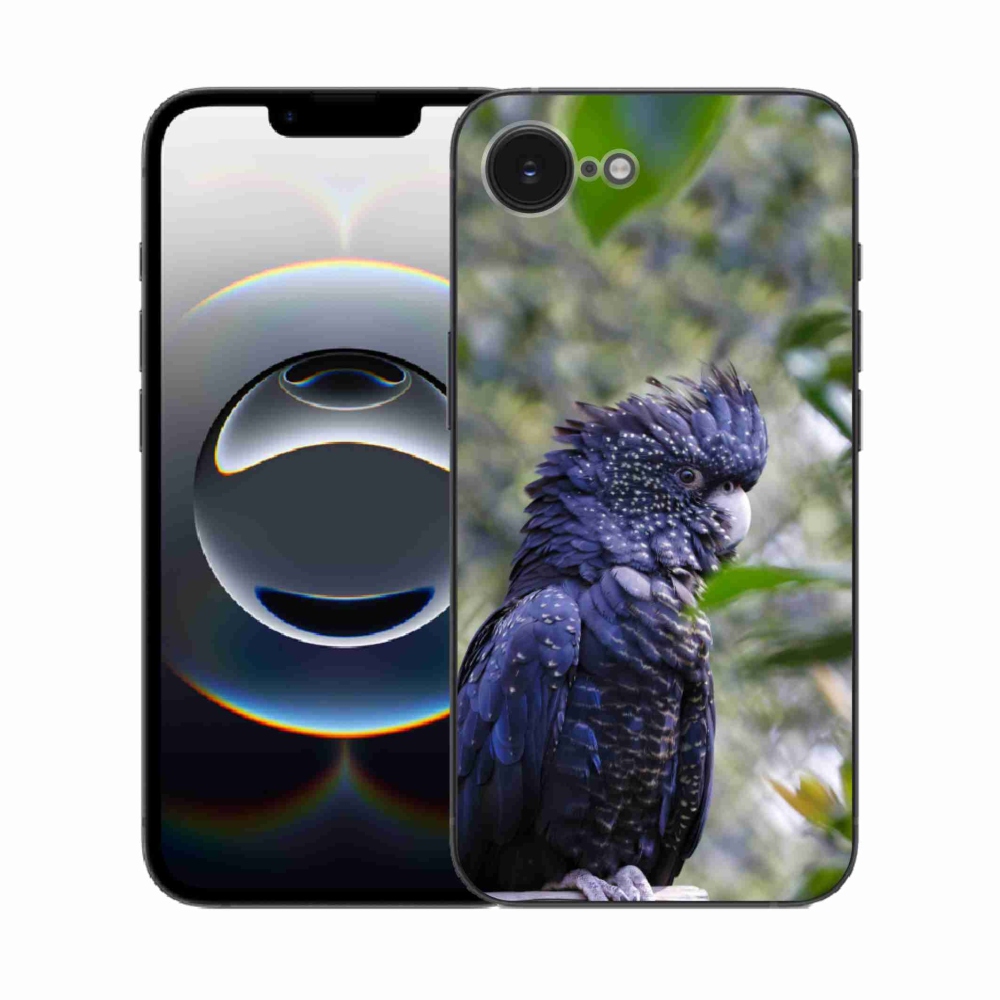 Gélový kryt mmCase na iPhone 16e - papagáj kakadu čierny