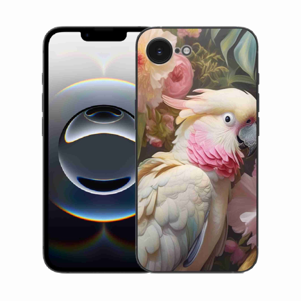 Gélový kryt mmCase na iPhone 16e - papagáj kakadu ružový 2