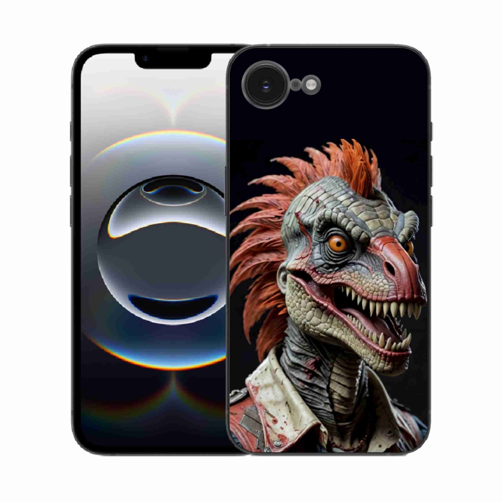 Gélový kryt mmCase na iPhone 16e - punk dinosaurus