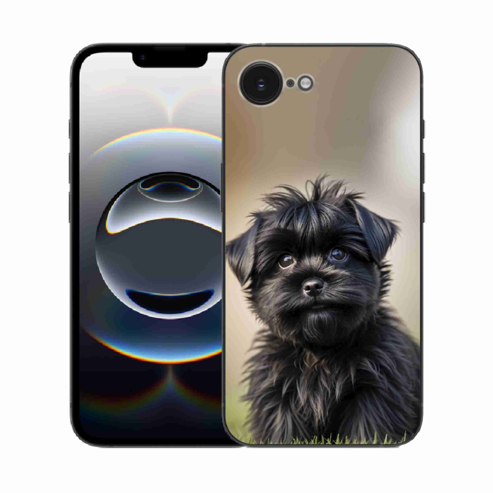 Gélový kryt mmCase na iPhone 16e - roztomilý čierny psík