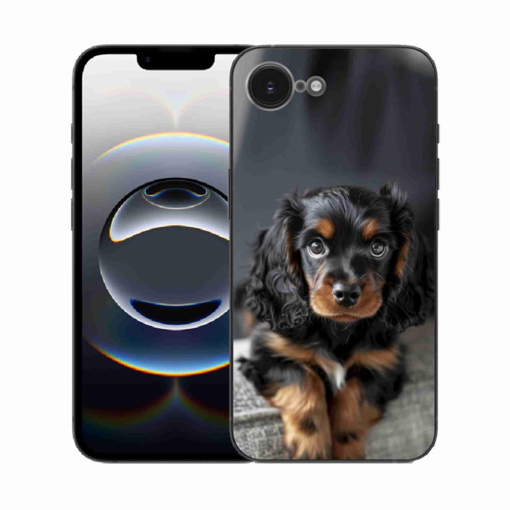 Gélový kryt mmCase na iPhone 16e - roztomilý dlhosrstý jazvečík