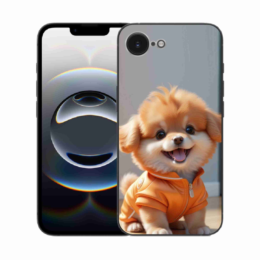Gélový kryt mmCase na iPhone 16e - roztomilý pomeranian v mikine