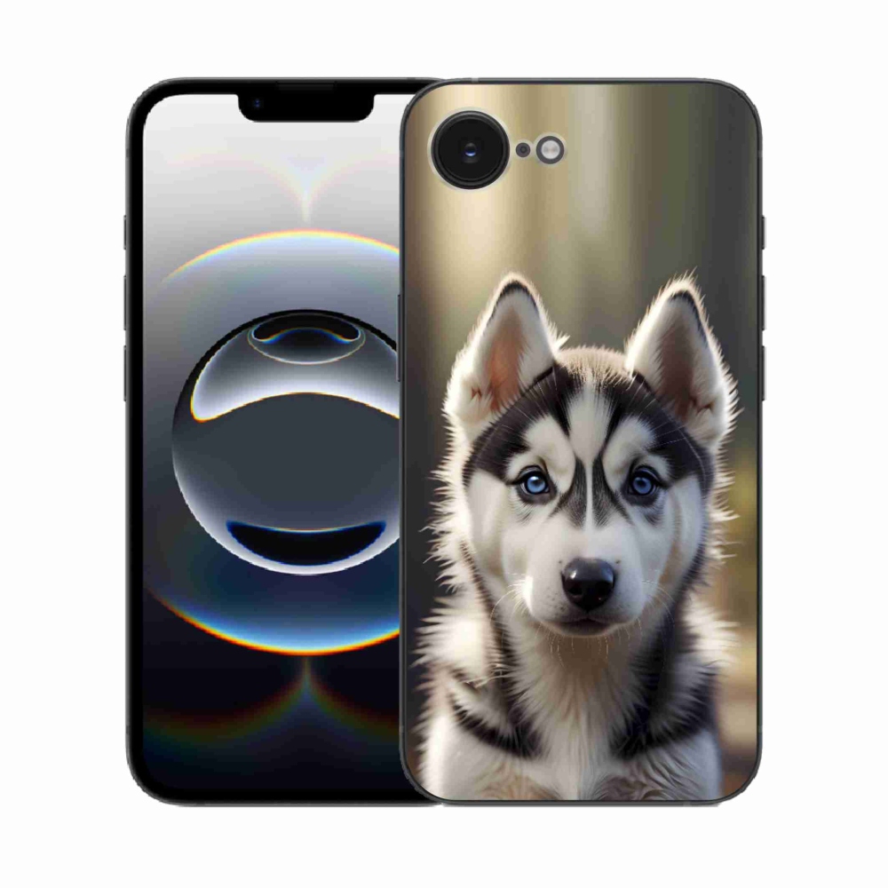 Gélový kryt mmCase na iPhone 16e - roztomilý sibírsky husky